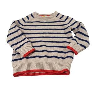 Boden Unisex 4-5Y Navy/Cream Striped Sweater 100% Cotton
